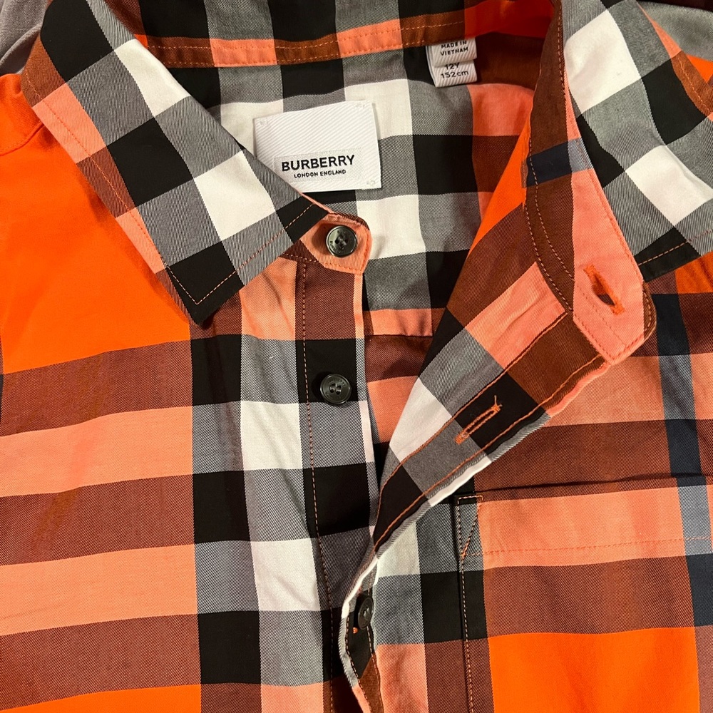 Boys Burberry long sleeve button down shirt size 12Y